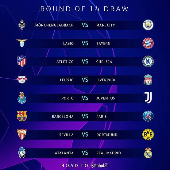 UCL RO16 Draw 2020